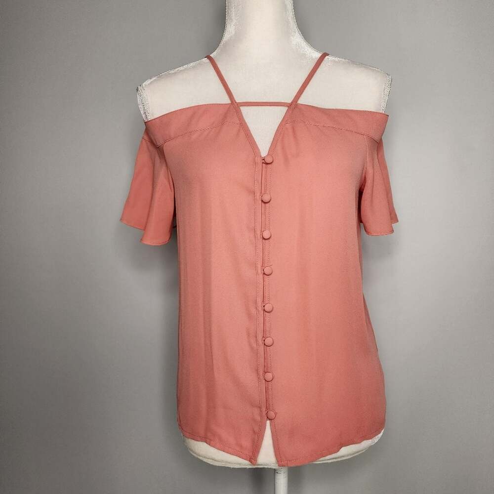 Express Coral Strappy Short Sleeve Blouse Women's Size XS NWOT